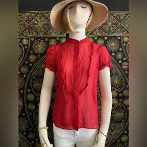 Banana Republic Red Sheer Blouse